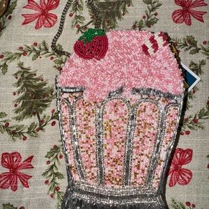 Beaded Milkshake Purse with Strawberry Accent